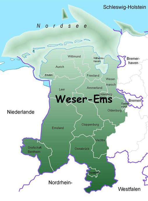 Zuständigkeitsbereich des ArL Weser-Ems